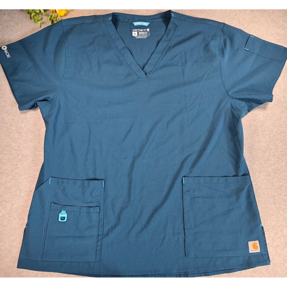 Carhartt Force Scrub Set Women XL Petite Blue Modern Fit V-Neck Cargo C52110P - Picture 5 of 16